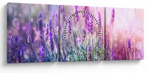 Obraz - Lawenda w słońcu (z zegarem) (90x30 cm)