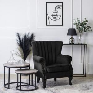 Fotel Wypoczynkowy MALLO Glamour do Salonu Welur Czarny