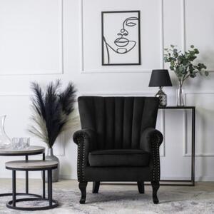 Fotel Wypoczynkowy MALLO Glamour do Salonu Welur Czarny