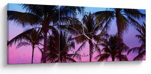Obraz - Palmy w Miami (z zegarem) (90x30 cm)