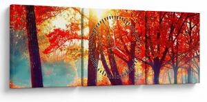 Obraz- Jesienny krajobraz (z zegarem) (90x30 cm)