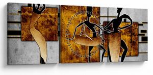 Obraz - Motywy kultury afrykańskiej (z zegarem) (90x30 cm)