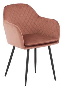 MebleMWM Krzesło tapicerowane 8174-2 | Różowy welur | Czarne nogi | Outlet