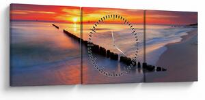 Obraz - Sunset, Baltic Sea, Poland (z zegarem) (90x30 cm)