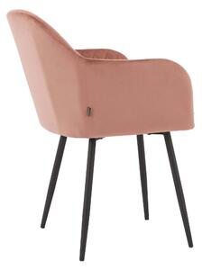 MebleMWM Krzesło welurowe różowe 8174-2 podłokietniki, czarne nogi