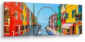 Obraz - Wyspa Burano, Wenecja, Włochy (z zegarem) (90x30 cm)
