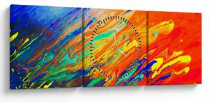 Obraz - Kolorowa abstrakcja (z zegarem) (90x30 cm)