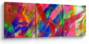 Obraz - Kolorowa abstrakcja (z zegarem) (90x30 cm)