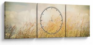 Obraz - Pole jesienią (z zegarem) (90x30 cm)