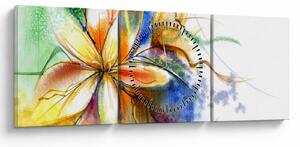 Obraz - Kwiat (z zegarem) (90x30 cm)