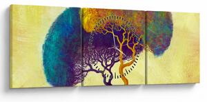 Obraz - Drzewa na wzgórzu (z zegarem) (90x30 cm)