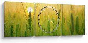 Obraz pola ze zbożem (z zegarem) (90x30 cm)