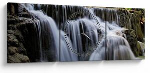 Obraz - Kaskady wodospadów (z zegarem) (90x30 cm)
