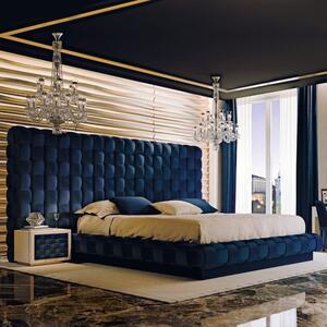 Rama łóżka 140x200 ze ścianką tapicerowaną ACERNO + Pojemnik | Tkaniny i Kolory Do Wyboru