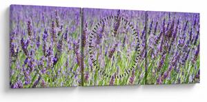 Obraz pola z lawendą (z zegarem) (90x30 cm)