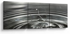 Obraz kropli wody (z zegarem) (90x30 cm)