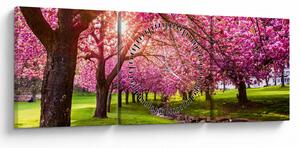 Obraz kwitnących czereśni, Hurd Park, Dover, New Jersey (z zegarem) (90x30 cm)