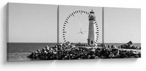 Obraz - Latarnia morska na wybrzeżu, Santa Cruz, Kalifornia (z zegarem) (90x30 cm)