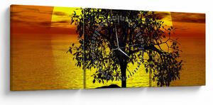 Obraz sylwetki drzewa (z zegarem) (90x30 cm)