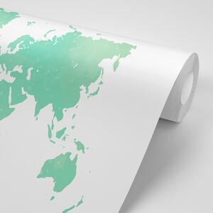 Samoprzylepna tapeta mapa świata w zielonym odcieniu