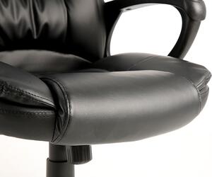 Czarny skórzany fotel biurowy obrotowy - Somel