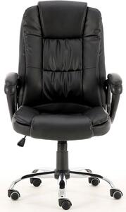 Czarny skórzany fotel biurowy do gabinetu obrotowy - Somel