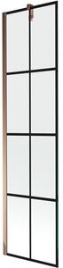 Mexen Next parawan nawannowy 1-skrzydłowy 50 x 150 cm, czarna kratka, różowe złoto - 895-050-000-00-77-60