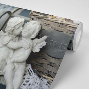 Samoprzylepna fototapeta statuetki aniołów na ławce