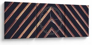 Obraz drewnianego motywu na czarnym tle (z zegarem) (90x30 cm)