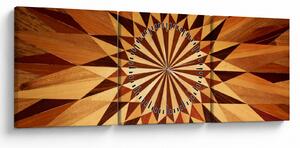 Obraz - Drewniany kolaż (z zegarem) (90x30 cm)