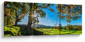 Obraz - widok pola (z zegarem) (90x30 cm)