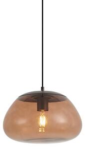 Lampa wisząca retro brązowa z brązowym szkłem - Giselle