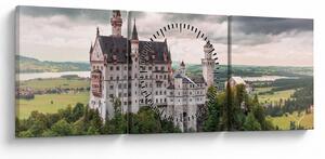 Obraz - Zamek na skałach (z zegarem) (90x30 cm)