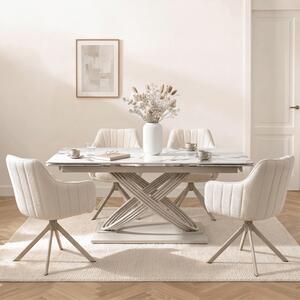 Stół Rozkładany Prostokątny IBIZA 160-240 cm Ceramiczny Biały Marmur/Kaszmir Nowoczesny