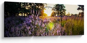 Obraz pola lawendy (z zegarem) (90x30 cm)