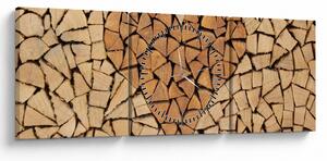 Obraz - Serce z drewna (z zegarem) (90x30 cm)