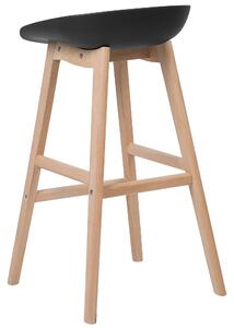 Zestaw 2 krzeseł barowych jasne drewniane nóżki czarne siedzisko Micco Beliani