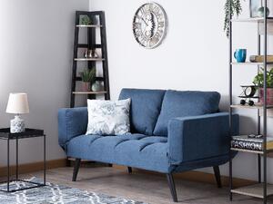 Sofa pikowana rozkładana opuszczane podłokietniki funkcja spania niebieska Brekke Beliani