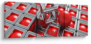 Obraz - 3D metaliczna abstrakcja (z zegarem) (90x30 cm)
