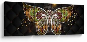 Obraz - Magiczny motyl (z zegarem) (90x30 cm)