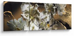 Obraz - Orchidea kwiaty na marmurowym tle (z zegarem) (90x30 cm)