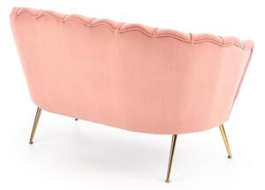 Muszelkowa sofa na nóżkach tapicerka róż