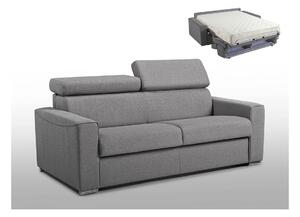 3-osobowa kanapa z ekspresowym mechanizmem rozkładania z tkaniny VIZIR - Kolor: szary - Wymiary miejsca do spania: 140 cm - Materac 18 cm