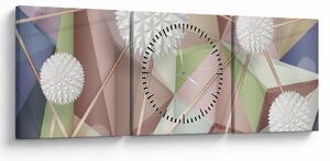 Obraz - Abstrakcja 3D w pastelowych kolorach (z zegarem) (90x30 cm)