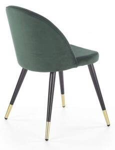 Eleganckie krzesło do jadalni ze złotym akcentem, butelkowa zieleń