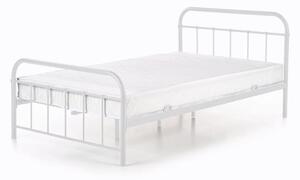 Białe metalowe łóżko młodzieżowe ze stelażem 90x200