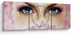 Obraz - Urocze oczy (z zegarem) (90x30 cm)