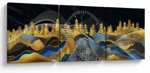 Obraz - Złote Góry (z zegarem) (90x30 cm)