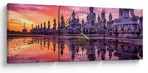 Obraz - Budda podczas zachodu słońca (z zegarem) (90x30 cm)