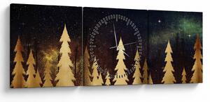 Obraz - Złota noc (z zegarem) (90x30 cm)